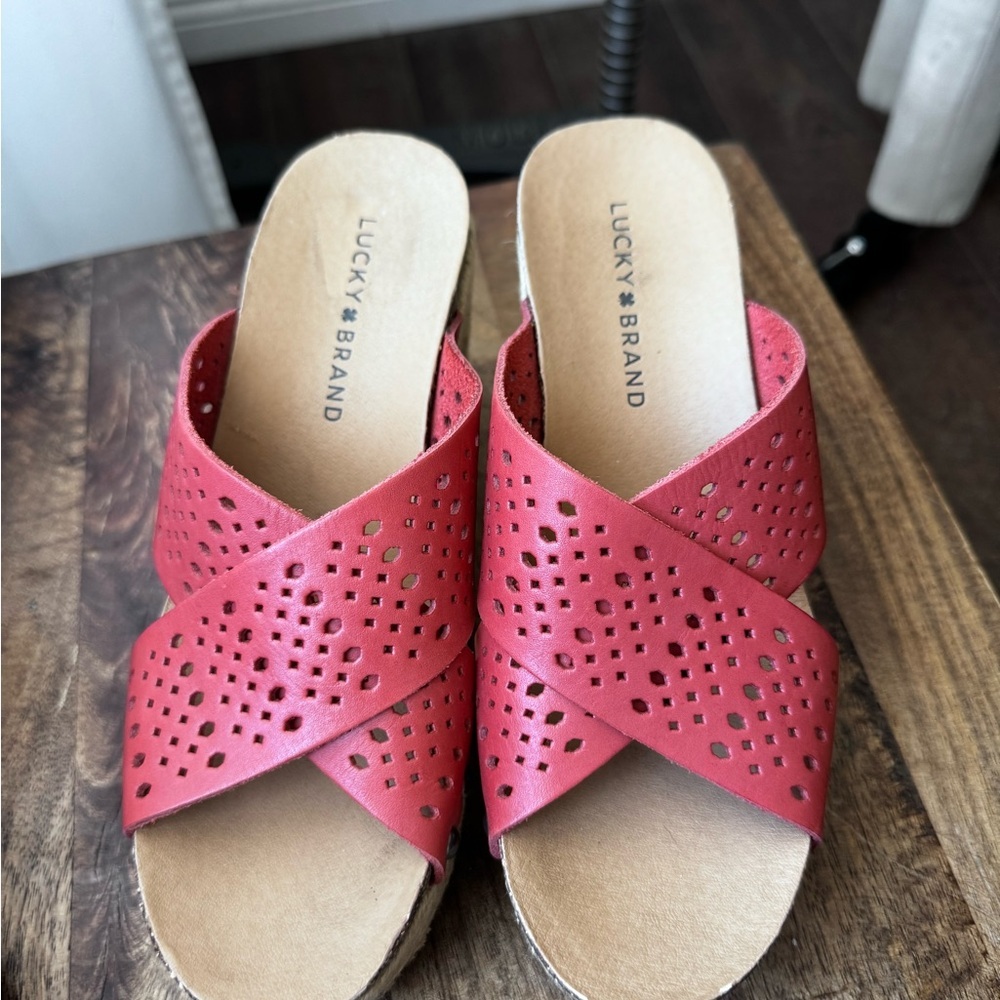 Lucky Brand Women's Pink Perforated Mules​